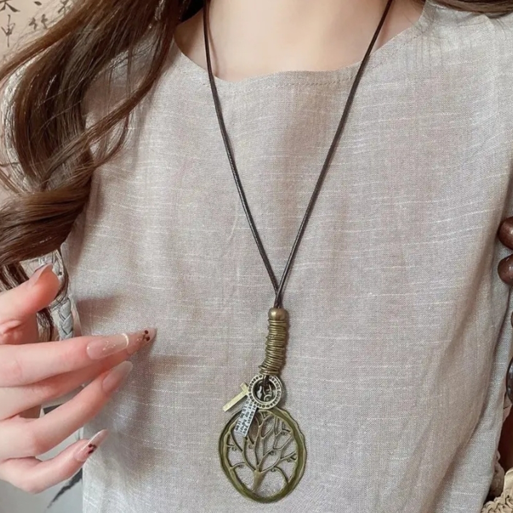 Artisan Brown and Gold Pendant Necklace Collection - Picture 3 of 10